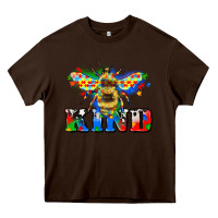 Chocolate Brown bee kind autism Heavy Core Tee - Zillion Design Studio