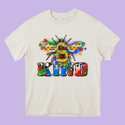 Bee Kind Autism Heavy Core Tee Designed By Zillion Design Studio
