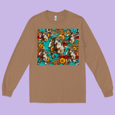 Mustang Horse Western Long Sleeve Tee Designed By Lillyallendesigns