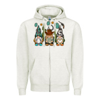 Oatmeal Heather western gnomies Zipper Hoodie - NancyCooperArtShop