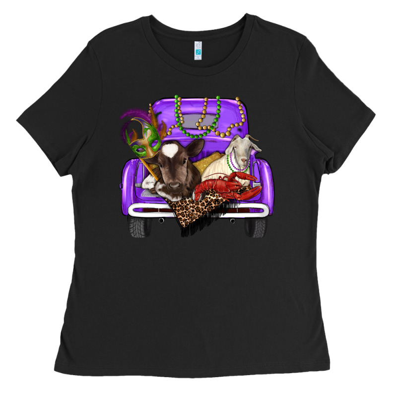 Mardi Gras Truck With Farm Animals Ladies Tee by RanaPortraitStore | Teevron