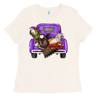 Bone Mardi Gras Truck With Farm Animals Ladies Tee - RanaPortraitStore