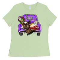 Matcha Mardi Gras Truck With Farm Animals Ladies Tee - RanaPortraitStore
