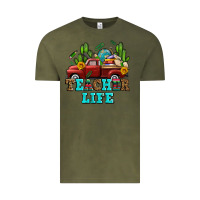 Vintage Olive teacher life western truck and books Vintage Tee - AdoDesignShop