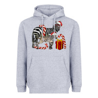 Heather Grey Christmas Zebra Baby And Mama Heavyweight Hoodie - LillyAllenDesigns