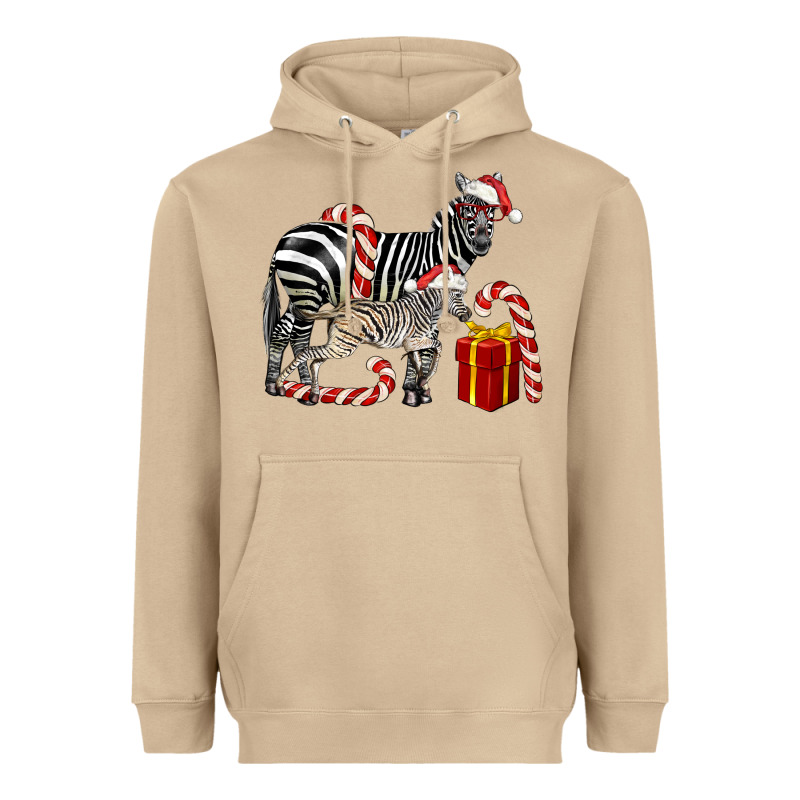 Christmas Zebra Baby And Mama Heavyweight Hoodie by LillyAllenDesigns | Teevron