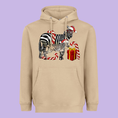 Christmas Zebra Baby And Mama Heavyweight Hoodie Designed By Lillyallendesigns
