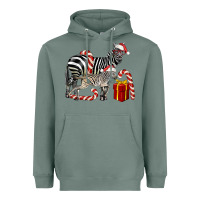 Sage Christmas Zebra Baby And Mama Heavyweight Hoodie - LillyAllenDesigns