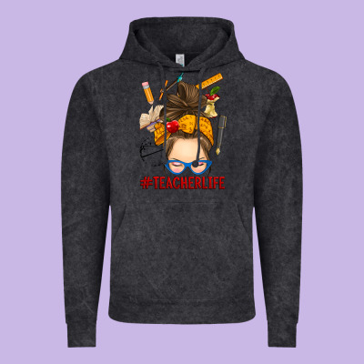 Messy Bun Teacher Life Vintage Hoodie Designed By Ranaportraitstore