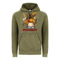 Vintage Olive messy bun teacher life Vintage Hoodie - RanaPortraitStore