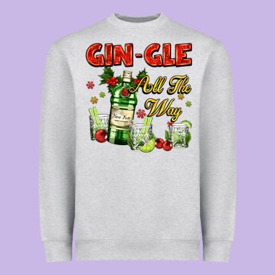 Gin`gle All The Way With Bottle And Cocktails Heavyweight Sweatshirt Designed By Adodesignshop