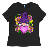 Black Mardi Gras gnome Ladies Tee - RanaPortraitStore