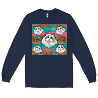 Navy Western Ragdoll Cat Long Sleeve Tee - LillyAllenDesigns