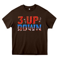 Chocolate Brown 3 up 3 down football Heavy Core Tee - texasbilliewilder
