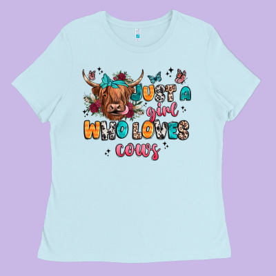 Just A Girl Who Loves Cows Ladies Tee Designed By Jahusdesignshop