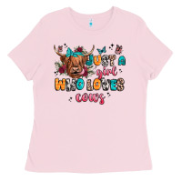 Bubblegum Pink just a girl who loves cows Ladies Tee - JahusDesignShop