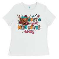 White just a girl who loves cows Ladies Tee - JahusDesignShop