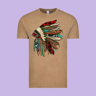 Christmas Indian Headdress Vintage Tee Designed By Jahusdesignshop