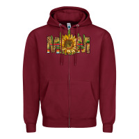 Burgundy western mom with sunflower Zipper Hoodie - NancyCooperArtShop