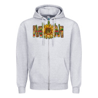 Heather Grey western mom with sunflower Zipper Hoodie - NancyCooperArtShop