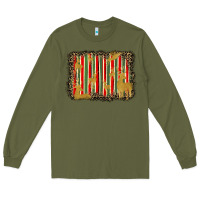 Army Green christmas reindeers leopard background Long Sleeve Tee - BarkalooDesign