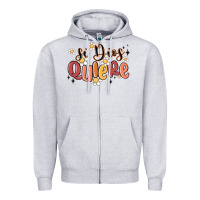 Heather Grey si dios quiere Zipper Hoodie - MaliasSmallBusiness