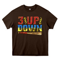 Chocolate Brown 3 up 3 down softball Heavy Core Tee - texasbilliewilder