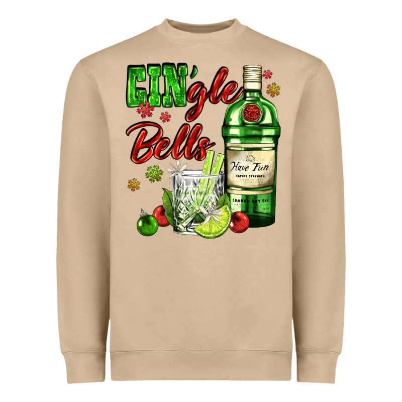 Gin`gle Bells With Bottle And Cocktail Heavyweight Sweatshirt by AdoDesignShop | Teevron