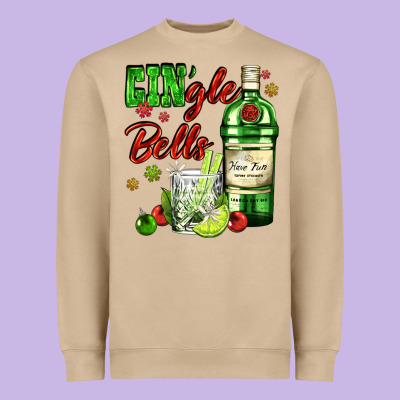 Gin`gle Bells With Bottle And Cocktail Heavyweight Sweatshirt Designed By Adodesignshop