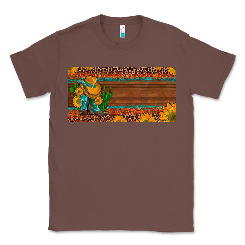Custom Cowboy Boots Sunflowers And Cactus License Plate Classic Tee by Artiststas | Teevron
