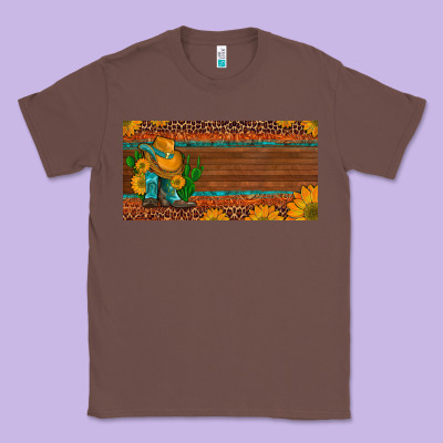 Custom Cowboy Boots Sunflowers And Cactus License Plate Classic Tee Designed By Artiststas