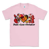 Bubblegum Pink peace love firefighter Classic Tee - AdoDesignShop