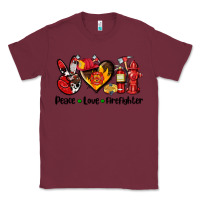 Burgundy peace love firefighter Classic Tee - AdoDesignShop