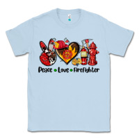Dusty Blue peace love firefighter Classic Tee - AdoDesignShop