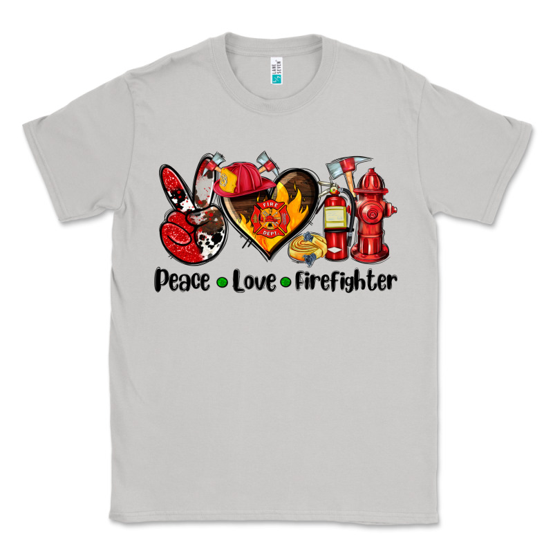 Peace Love Firefighter Classic Tee by AdoDesignShop | Teevron