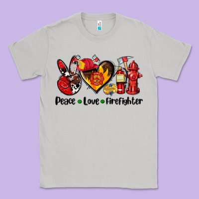 Peace Love Firefighter Classic Tee Designed By Adodesignshop