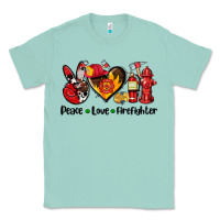 Seafoam peace love firefighter Classic Tee - AdoDesignShop