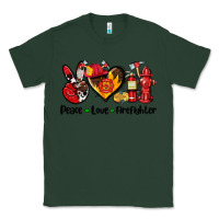 Sports Green peace love firefighter Classic Tee - AdoDesignShop