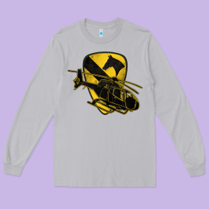 1st Cavalry Division Chopper Helicopter Air Cav Long Sleeve Tee Designed By Jasminsmagicworld