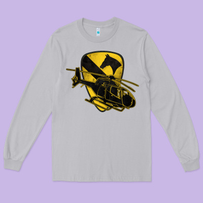 1st Cavalry Division Chopper Helicopter Air Cav Long Sleeve Tee Designed By Jasminsmagicworld