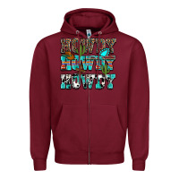Burgundy western howdy howdy howdy Zipper Hoodie - NancyCooperArtShop