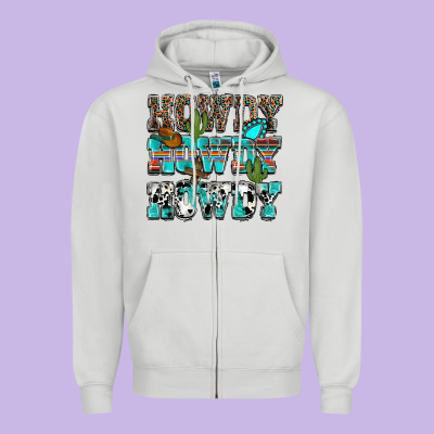 Western Howdy Howdy Howdy Zipper Hoodie Designed By Nancycooperartshop