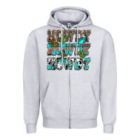 Heather Grey western howdy howdy howdy Zipper Hoodie - NancyCooperArtShop