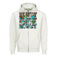 Oatmeal Heather western howdy howdy howdy Zipper Hoodie - NancyCooperArtShop