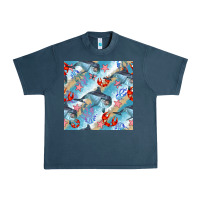 Midnight Navy dolphin and crab seamless pattern Urban Heavy Tee - BundleAndBundleShop
