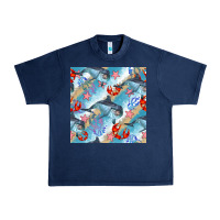 Navy dolphin and crab seamless pattern Urban Heavy Tee - BundleAndBundleShop