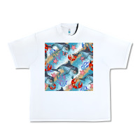 White dolphin and crab seamless pattern Urban Heavy Tee - BundleAndBundleShop