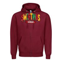 Burgundy swiftmas season Zipper Hoodie - MaliasSmallBusiness
