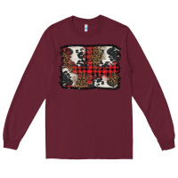Burgundy Christmas red plaid background Long Sleeve Tee - BarkalooDesign