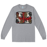 Heather Grey Christmas red plaid background Long Sleeve Tee - BarkalooDesign